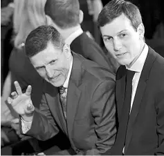  ??  ?? This file photo taken on Feb 13, shows then National Security Advisor Michael Flynn (left) and Kushner. — AFP photo