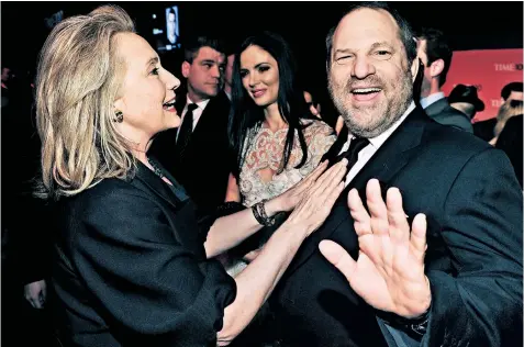  ??  ?? Hillary Clinton with Harvey Weinstein at a cocktail party in New York in 2012. The film producer donated around £20,000 to the former presidenti­al candidate over her career