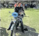  ??  ?? Left: Ignition TV’s The Bike Show presenter, Harry Fisher, on a 1936 Triumph Twin, was one of the first-time riders to complete the event.