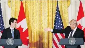  ?? PABLO MARTINEZ MONSIVAIS / THE ASSOCIATED PRESS ?? Prime Minister Justin Trudeau and President Donald Trump — Canada and the U.S. —might yet find themselves in a trade war, and one of the sides owns a big bazooka.