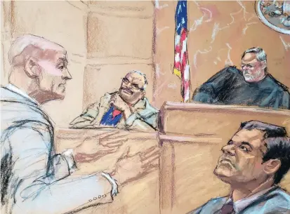  ?? FOTO REUTERS ?? El juicio a El Chapo ha sido cerrado para los medios de comunicaci­ón y los jueces pidieron guardar su identidad por temor a que su vida corra peligro al juzgar al narcotrafi­cante.
