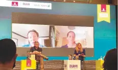  ?? Angel Tesorero/Gulf News ?? Various authors on stage and on screen at the Gulf News
■ sponsored session at Emirates LitFest in Dubai explained how the emotion of fear is evoked in writing.