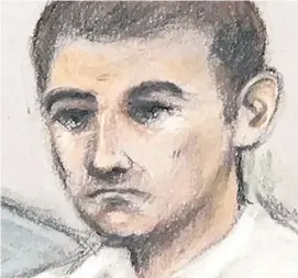  ?? Court artist sketch of Jack Renshaw at The Old Bailey ??