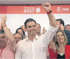  ?? REUTERS ?? The Socialists’ Pedro Sanchez celebrates victory as he gets elected as the party’s leader in Madrid, Spain on Sunday.