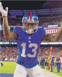  ??  ?? Giants receiver Odell Beckham Jr. is a spectacula­r talent who has problems keeping his emotions in check.
| GETTY IMAGES