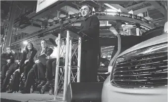  ?? DAN JANISSE/FILES ?? Sergio Marchionne speaks at the Windsor Assembly Plant on Jan. 18, 2011.