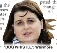  ?? ?? ‘DOG WHISTLE’: Whitmore