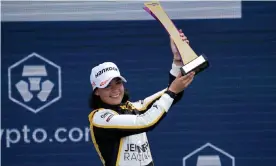  ?? ?? Jamie Chadwick atop the podium after her second win of the weekend. Photograph: Greg Nash/EPA