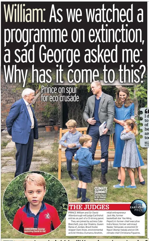  ??  ?? CONCERNS George quizzing David in vid
Cambridges & Sir David last month