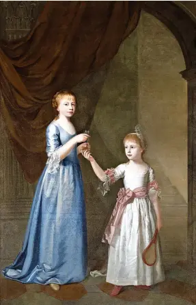  ?? ©National Trust Images/John Hammond ?? > Conservati­onists have apparently spotted an extra foot in this picture of the Delaval sisters by William Bell. It features Frances Delaval, later Mrs Fenton Cawthorne (1759-1839) with her sister, Sarah Delaval, later Countess of Tyrconnel (1763-1800)