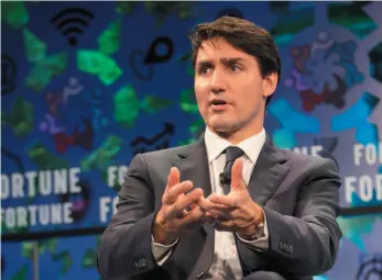  ?? CP PHOTO ?? Prime Minister Justin Trudeau speaks at the Fortune Global Forum in Toronto on Monday.