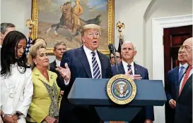  ?? [AP PHOTO] ?? President Donald Trump speaks during a signing ceremony an economic bill. On Thursday, he canceled next month’s summit with North Korea’s Kim Jong Un, citing the “tremendous anger and open hostility” in a recent statement by the North.