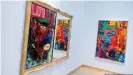  ?? ?? Las obras "Backlash" (l, 1991) y "Self Portrait" (1988) de Sylvester Stallone cuelgan en la exposición "Sylvester Stallone - 75th Birthday Retrospect­ive" en el Museo Osthaus.