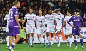  ?? Jennifer Lorenzini/Reuters ?? Fabio Miretti (No 20) celebrates after scoring Juventus’s winner at Fiorentina Photograph: