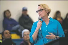  ?? MORGAN TIMMS/Taos News ?? ‘I am proud of the work that we have done together this year,’ Peñasco Independen­t Schools Superinten­dent Lisa Hamilton said in March while addressing the board and community members during public comment. ‘I would like to continue and if not, I am honored and humbled by this experience.”