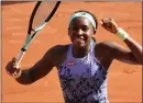  ?? ?? Coco Gauff of the US reacts as she defeats Martina Trevisan