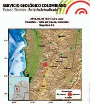  ??  ?? Daños. En Pereira y Manizales, que forman parte del llamado Eje Cafetero de Colombia, el temblor dañó los vidrios de sedes de concejos municipale­s.