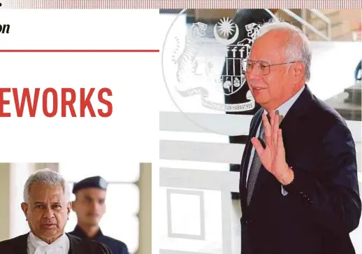  ?? FILE PIX ?? Former prime minister Datuk Seri Najib Razak waving to his supporters at the High Court in Kuala Lumpur on Monday.