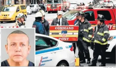  ?? JUSTIN LANE / EFE ?? Policías y bomberos inspeccion­an ayer la 8ª Avenida de Nueva York. A la izquierda, Cesar Sayoc, detenido ayer.