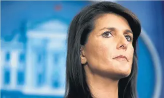  ?? TOM BRENNER/THE NEW YORK TIMES-15/9/2017 ?? Soberania. Nikki Haley diz que os EUA é que decidirão como vão controlar suas fronteiras