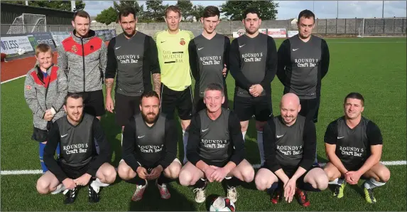  ??  ?? The Tralee Bay FC team that drew 2-2 with Mastergeeh­a B in the Tommy Healy Cup at Mounthawk Park, Tralee Photo By Donald Walsh