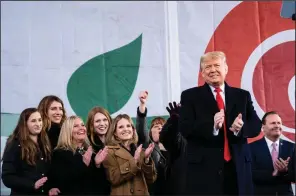  ?? (The New York Times/Pete Marovich) ?? President Donald Trump takes the stage Friday to address the March for Life rally in Washington, the first president to do so. “Unborn children have never had a stronger defender in the White House,” Trump declared.