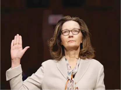  ?? ALEX BRANDON/ AP ?? CIA nominee Gina Haspel is sworn in at a Senate confirmati­on hearing on Wednesday.