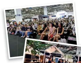  ??  ?? FROM LEFT The audience at one of the many talks at the fair; designer Terence Chan’s booth display