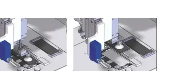  ??  ?? Apples recyclings­traat Liam bestaat uit 29 robots. Bij een van de stations wordt de accu uit de iPhone gehaald.