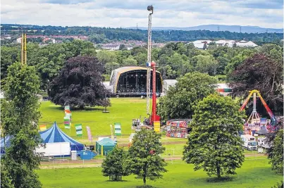  ?? Picture: Steve MacDougall. ?? The Rewind site at Scone Palace, including the main stage, as it prepares for more than 30,000 people to descend on it this weekend.