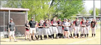  ?? Staff photograph by Mark Humphrey ?? The Pea Ridge softball team won the second place trophy at the District 4A-1 softball tournament in Lincoln Saturday. The Lady Blackhawks lost to Gravette, 5-0, in the finals.