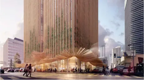  ??  ?? The base of the Los Angeles building emulates a canopy that Sunito describes as looking like ‘Marilyn Monroe’s skirt’