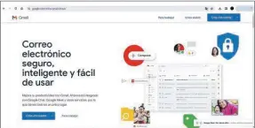  ?? ?? Imagen de la página de inicio de Gmail, servicio gratuito de correo web de Google que cumple 20 años