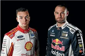  ?? GETTY IMAGES ?? Bitter rivals: Scott McLaughlin, left, driver of the No 17 Shell V-Power Racing Team Ford Mustang and Shane van Gisbergen, driver of the No 97 Red Bull Holden Racing Team Holden Commodore ZB.