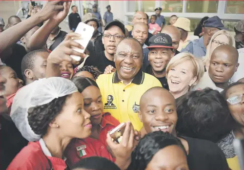  ?? Picture: Refilwe Modise ?? MAN OF THE PEOPLE. President Cyril Ramaphosa interacts with members of the public during an ANC door-to-door campaign in Tshwane yesterday as parties’ voter registrati­on campaigns kicked off. See also page 8.