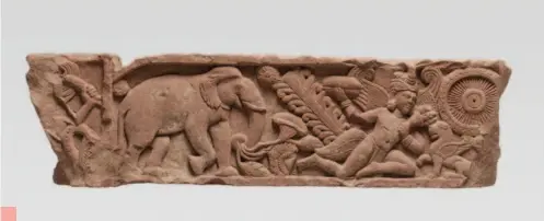  ??  ?? 1 Architrave de portail Mathura Fin Ier – début IIE siècle après J.-C. Arénaire rouge ©Musée d'art de Mendrisio