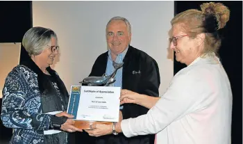  ?? Picture: LOUISE CARTER ?? COMMUNITY INTEREST: TotT was pleasantly surprised at the Sunshine Coast Tourism AGM on Tuesday by being honoured for our contributi­on towards tourism developmen­t on the Sunshine Coast. Receiving the award are, from left, Tiso Blackstar community...