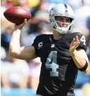  ?? (Reuters) ?? THE INJURY to Derek Carr – who was playing at an MVP-caliber level – is a significan­t blow to the Oakland Raiders’ chances of a long postseason run.