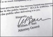  ?? REUTERS ?? US attorney general William Barr's signature is seen on a copy of his letter to US lawmakers stating that the investigat­ion by special counsel Robert Mueller has been concluded.