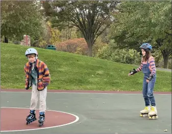  ?? COURTNEY DIENER-STOKES / FOR MEDIANEWS GROUP ?? With parks less crowded during the cooler months, a basketball court can serve as an ideal place to take kids rollerblad­ing or roller skating during the Thanksgivi­ng break.