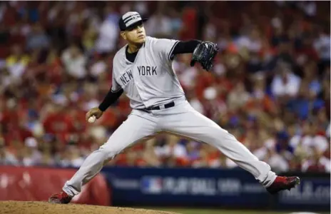  ?? JOHN MINCHILLO/THE ASSOCIATED PRESS ?? The New York Yankees have lost just twice when leading after the sixth or seventh inning, thanks to the likes of setup man Dellin Betances.