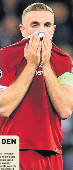  ??  ?? NO PAIN, NO GAIN Henderson is gutted after defeat in final to Real Madrid – and is out to avoid a repeat