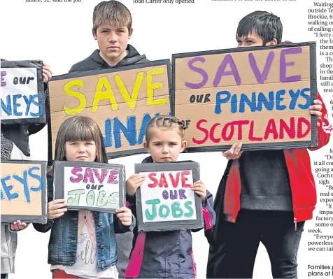  ??  ?? Families protest the closure plans at Pinneys on Friday