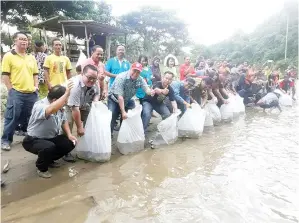  ??  ?? THOMAS (dua kiri) mengetuai pegawai kerajaan lain melepaskan anak-anak ikan ke dalam sungai.
