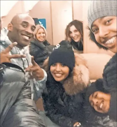  ??  ?? COURT JESTER: Lakers owner Jeannie Buss (blonde in the background) shared this playful group photo that Kobe Bryant and his daughters took with her in 2016, when she was mourning the death of her father, longtime team owner Jerry Buss. “I reflect on that day often and it makes me smile,” she said.