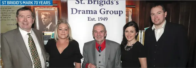  ??  ?? At the dinner to mark 70 years of St. Brigid’s drama group were Des McGinty, Deirdre Kennedy, Ray Collier, Martina Reddan and Paddy Meade.