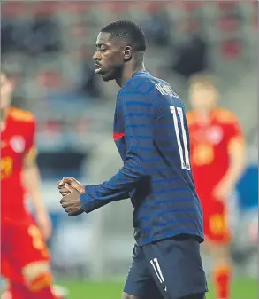  ?? FOTO: AP ?? Dembélé, en el amistoso contra Gales Hoy (21 h.) Francia juega contra Alemania