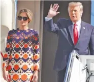  ?? JOE CAVARETTA/SOUTH FLORIDA SUN SENTINEL/TNS ?? Melania Trump and former President Donald Trump arrive at Palm Beach Internatio­nal Airport in West Palm Beach an hour before he left office on Jan 20.