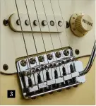  ?? ?? 3. Blockier Mazak saddles were, like them or not, a key change to the Strat’s design by 1974. This guitar’s pickups appear to pre-date the move to non-staggered slugs, however, possibly making it an early 1974 model 3