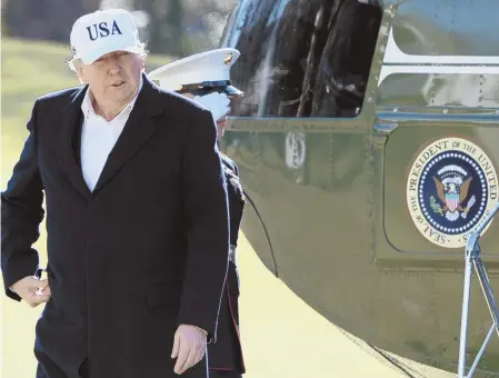  ?? AP PHOTO ?? BACK HOME: President Trump, shown arriving at the White House from Camp David yesterday, says he’s going to campaign for incumbents leading into this fall’s midterm elections.